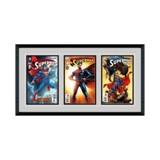 Triple Comic Book Glass Frame Wall Mount Real Wood/Matting UV Protected Glass picture