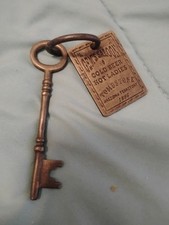 Gem's Saloon 1886 Tombstone Brothel Room Solid Brass Tag & Key W/ Antique Finish picture