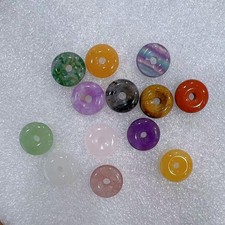 20pcs = 1 Set - Natural Stone Carved 15mm Donut Crystal Quartz Stone Pendant picture