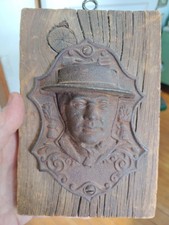 Antique Horace Greeley Cast Iron Wall Pocket Match Safe Holder B1C picture