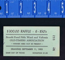 Old-Timers Association Raffle Ticket-1983, Fifth Ward & Vallonia (Meadville, PA) picture