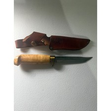 VTG J Marttiini Finland Hunting Knife Curly Birch Handle Leather Sheath Vintage picture