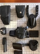 Vintage Police Duty Gear Lot Jay-Pee Bianchi Cobra Leather Holsters Cuff Pouches picture