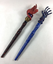 Lot of 2 MagiQuest Great Wolf Wands Red w/ Red Dragon & Blue w/ Blue Claw picture