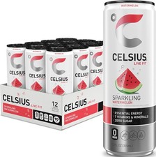 CELSIUS Sparkling Watermelon, Sugar Free 12 Fl Oz (Pack of 12), Watermelon picture