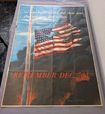 Remember Dec 7th Original WWll 1942  Vintage Pearl Harbor Poster 28 X 40 Large picture