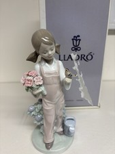 Lladro Porcelain Spring Girl Bird & Watering Can #5217 Retired with box. picture