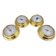 4pcs 10cm Dial Brass Case Aneroid Barometer Hygrometer Thermometer Clock picture