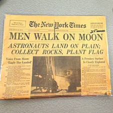 Vintage New York Times July 21, 1969 “Men Walk on Moon” late city edition picture