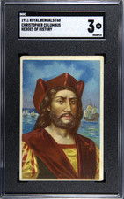 1911 T68 CHRISTOPHER COLUMBUS Heroes of History Royal Bengals SGC 3 Tobacco Card picture
