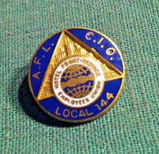 AFL CIO Hotel Front Service Employee Union Local 144 Metal & Enameled Lapel Pin picture