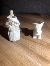 Lot Of 2 Beleek Porcelain Figurines From Ireland Dog Figurine And Maiden Creamer picture