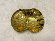 VTG Solid Brass Lotus Leaf 3-24 Copyright 1948 Dish Virginia Metal Crafters picture