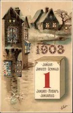 Near Year 1903 Moon Light Stained Glass Windows Vintage Postcard picture