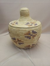VTG Alaskan Inuit Coiled Beach Grass Lidded Basket  10