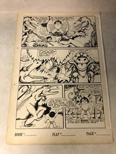 BOOPY THE CAVE BOY original art PULLS TEETH T-REX DINOSAUR VEGETARIAN 1940s picture