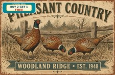 Pheasant Hunting Lodge Sign Outdoor Cabin Sport Metal Wall Art Plaque picture
