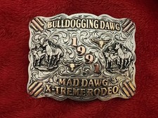 Rodeo X~Treme BULLDOGGING Champion☆1991☆Mad Dawg☆Trophy Buckle☆Rare☆57 picture