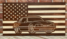 1987-1993 Fox Body Mustang Wood Sign: American Flag Garage Decor picture