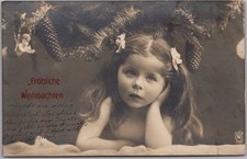 Vintage 1906 CHRISTMAS Real Photo RPPC Postcard Little Girl / Vienna Cancel picture