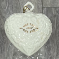 Lenox 1997 Christmas Tree Ornament Wedding Anniversary White Porcelain Heart picture