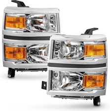 for 2014 2015 Chevy Silverado 1500 Headlight Assembly Halogen Chrome Housing wit picture