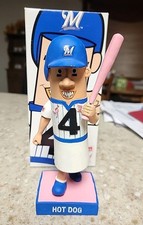 2011 Hot Dog Breast Cancer Awareness Bobblehead SGA Milwaukee Brewers MLB NIB picture