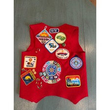 Vintage Boy Scouts BSA Red Felt Patch Vest Northeast Illinois Council 1990s NEIC picture