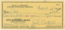 Paul Newman Reproduction Cancelled Check & 8 x 10 Photo picture