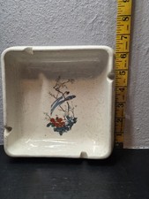 Vintage Treasure Craft Ashtray Bird Floral MCM Retro Ceramic/Porcelain  picture
