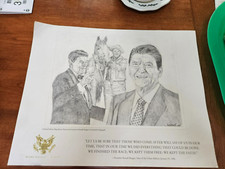 vintage Ronald Reagen lithograph 3 poses with horse w/action packed book. picture