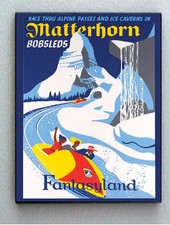 Framed Disneyland 1969 Matterhorn Vintage Restored mini poster picture