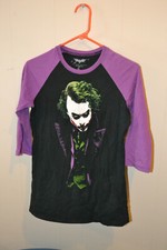 Vintage Dark Knight DC Why Serious Heath Ledger Joker Juniors XL 3/4 Sleeve Tee picture