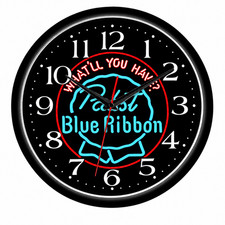 Pabst Blue Ribbon 10 Inch Wall Clock Vintage Beer Bar Man Cave Decor picture