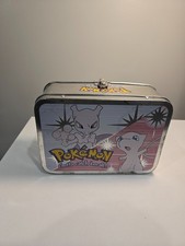 Vintage 1999 Pokemon Mew & Mewtwo Metal Carrying Case Tin Accessory Network picture