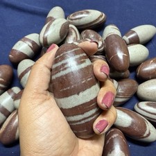 3” Shiva Lingam stone from India - Narmada River - Palm size Shivalingam - 1 pc picture