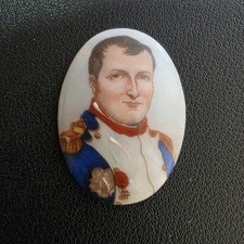 Vintage Signed Limoges France Napoleon Bonaparte Porcelain Portrait Cabochon  picture