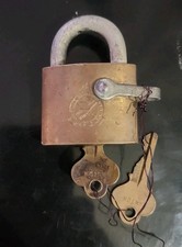 Vintage Eagle Lock Co U.S. Ordnance Brass Padlock RNTDM w/ 2 Keys WWII picture