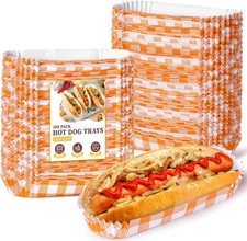 300 Pcs Paper Hot Dog Trays, Small Disposable Hot Dog Boats Fluted to Go Food Ho picture