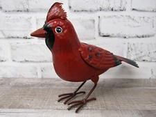 Small Rustic Winter Holiday Cardinal Metal Tin Song Bird Home Garden Yard Figure picture