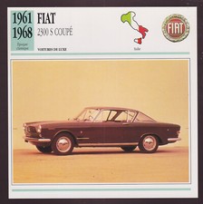 1961-1968 Fiat 2300 S Coupe Car Photo Spec Sheet Info Stat French Atlas Card picture