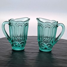 Weishar Moon and Star GREEN MIST MINI Water Pitcher Lot of 2 Pitcher Only picture