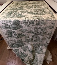 Clarence House Toile Fabric “Le Navigateur” 19th C. Reproduction Green/Ecru B077 picture
