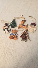 Lot of 6 Resin Miniature Christmas Ornaments Santa Snowman Reindeer 2
