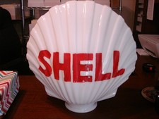 1930's 1940's SHELL RARE ORIGINAL MILK GLASS GAS GLOBE- BEAUTIFUL CONDITION picture