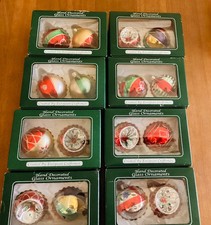 (16) Vtg- Hand Decorated-Glass Ornaments-European Style Design-Original Boxes picture