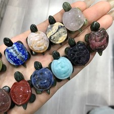 5pc Natural mix Quartz hand Carved Mini Sea turtle crystal Reiki healing picture