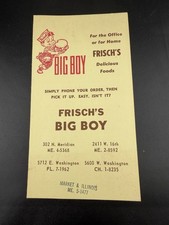 Vintage Original Frisch's Big Boy Menu Indianapolis picture