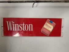 Vtg TOBACCO 4.5 X 16 WINSTON CIGARETTES PLASTIC ADVERTISEMENT RAISED CIGS. picture