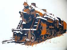   GRAND TRUNK WESTERN  5629  ALCO LOCOMOTIVE  SERIGRAPH   1974 picture